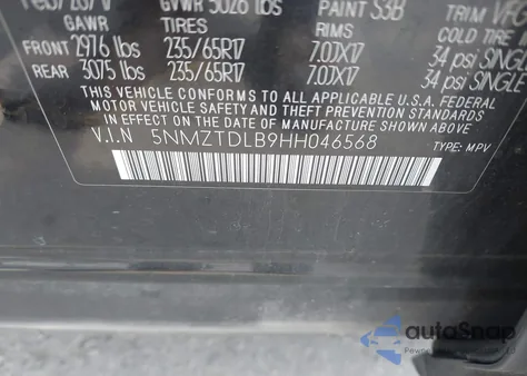 2017 Hyundai Santa Fe Sport 2.4L из США, поврежденный, VIN 5NMZTDLB9HH046568